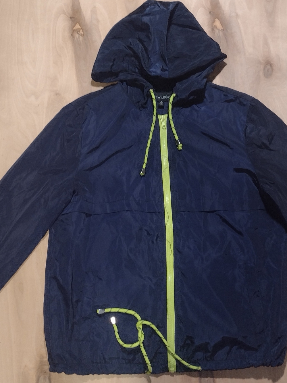 New Look Women's Navy Windbreaker Jacket with Lime Trim